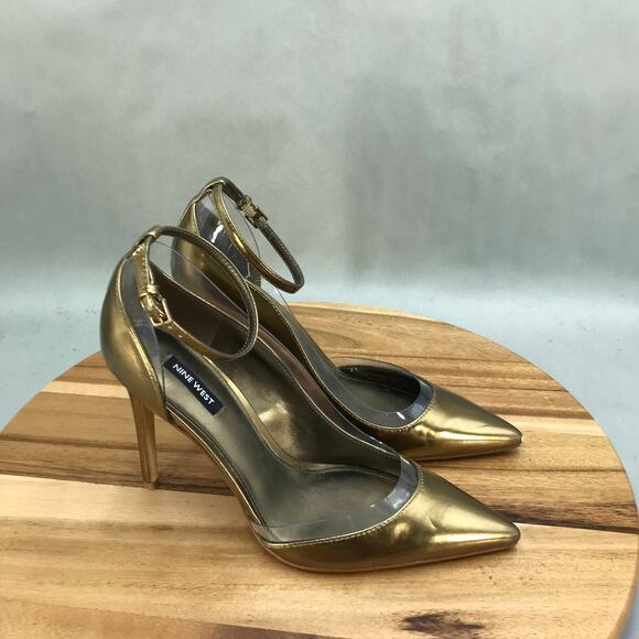 Nine West Freze Half Ankle Strap Sandals Womens 10 M Brown Pumps Heels - Picture 1 of 8